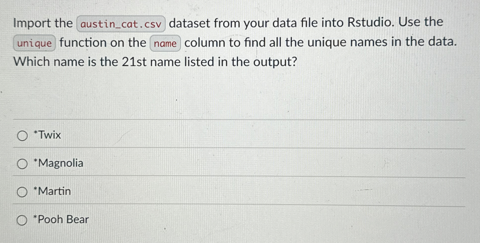 Import the austin _ cat.csv dataset from your