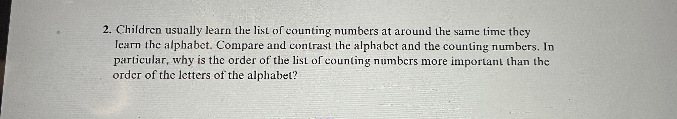 Children usually learn the list of counting