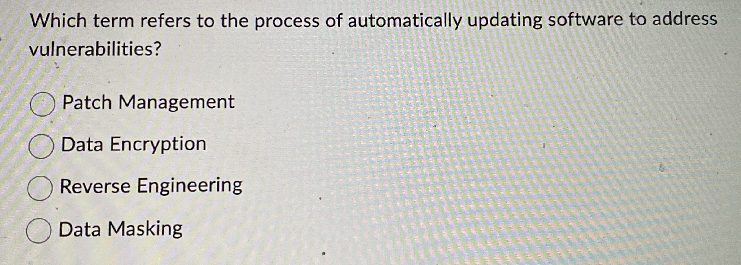 Which term refers to the process of automatically
