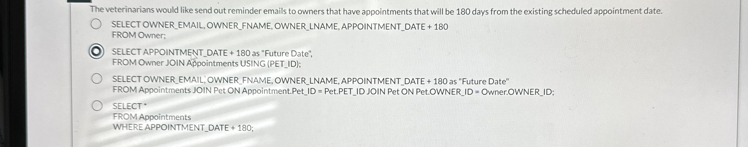 The veterinarians would like send out reminder