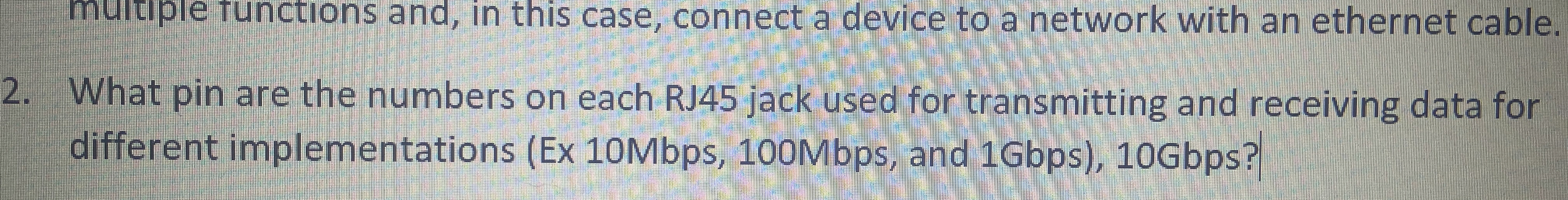 What pin are the numbers on each RJ 4 5 jack used