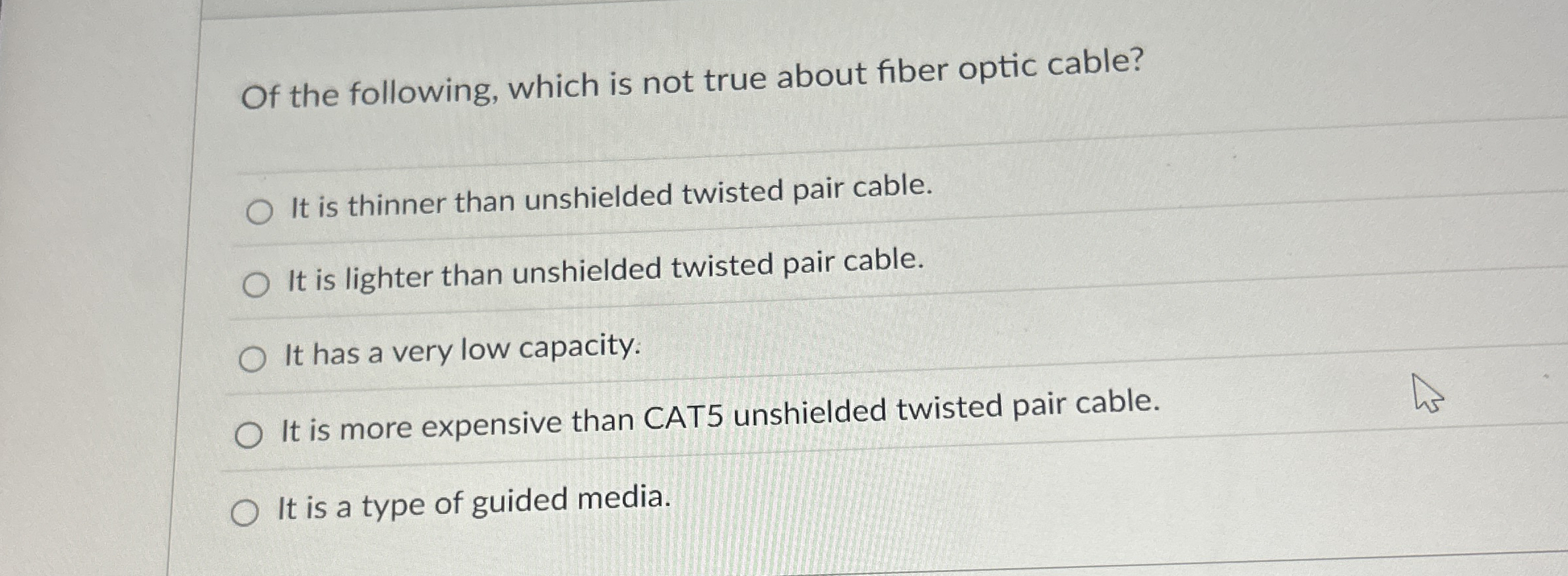 Of the following, which is not true about fiber
