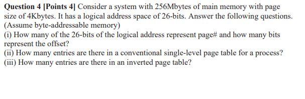 Consider a system with 5 1 2 Mbytes of main
