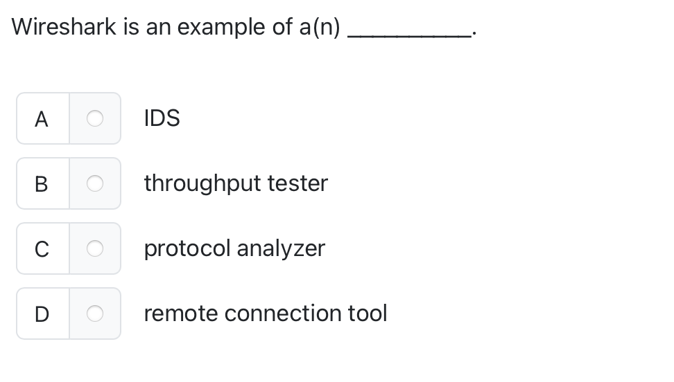 Wireshark is an example of a ( n ) _ _ _ _ _ _ _