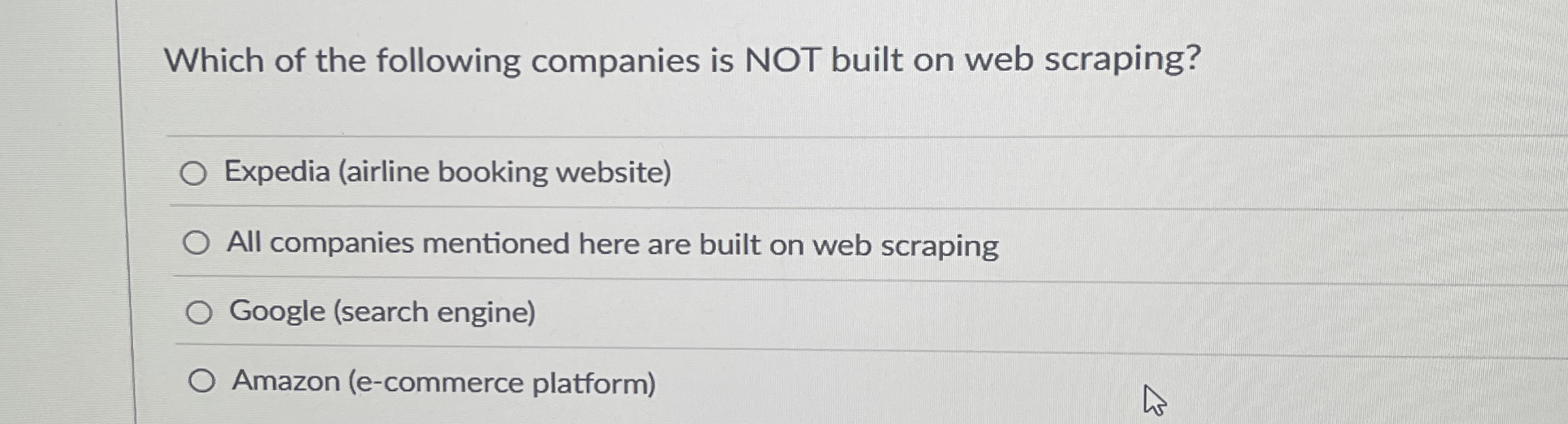 Which of the following companies is NOT built on