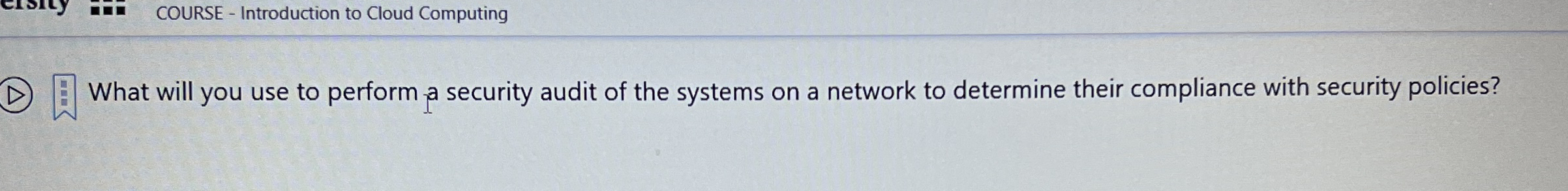 COURSE - Introduction to Cloud Computing What