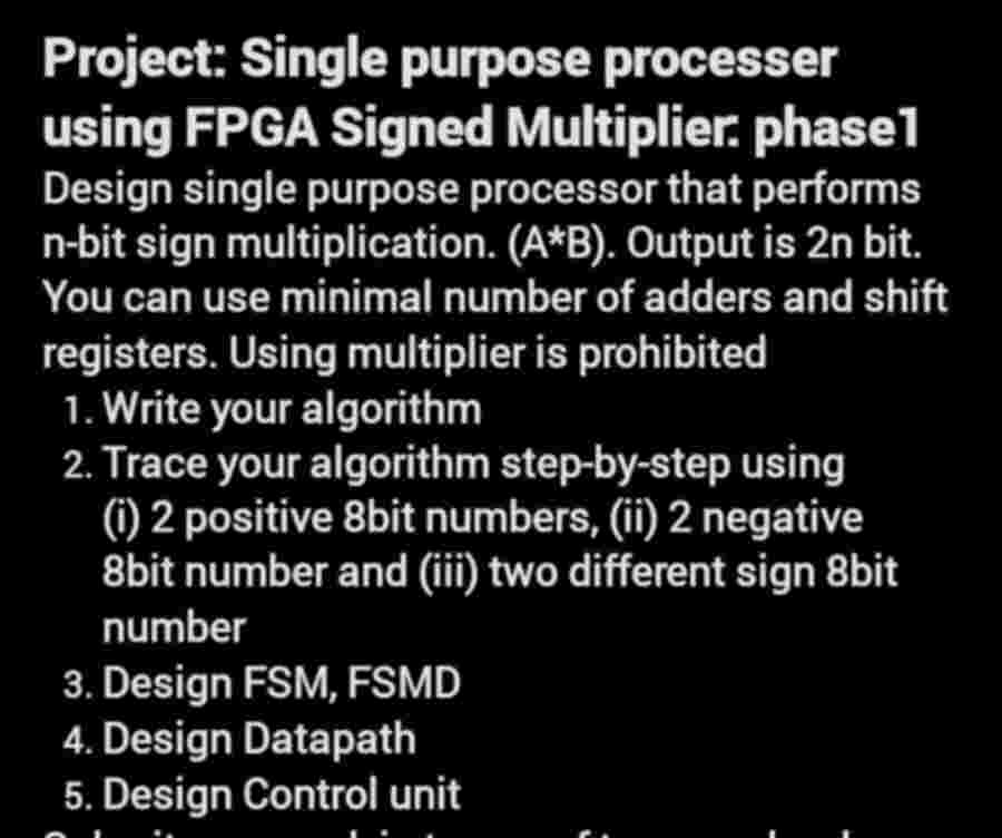 Project: Single purpose processer using FPGA