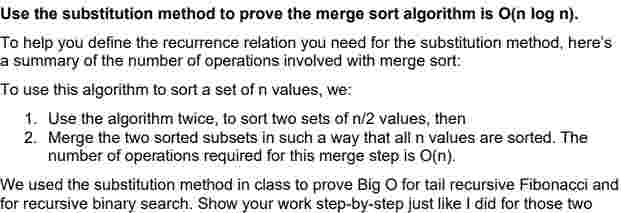 Use the substitution method to prove the merge
