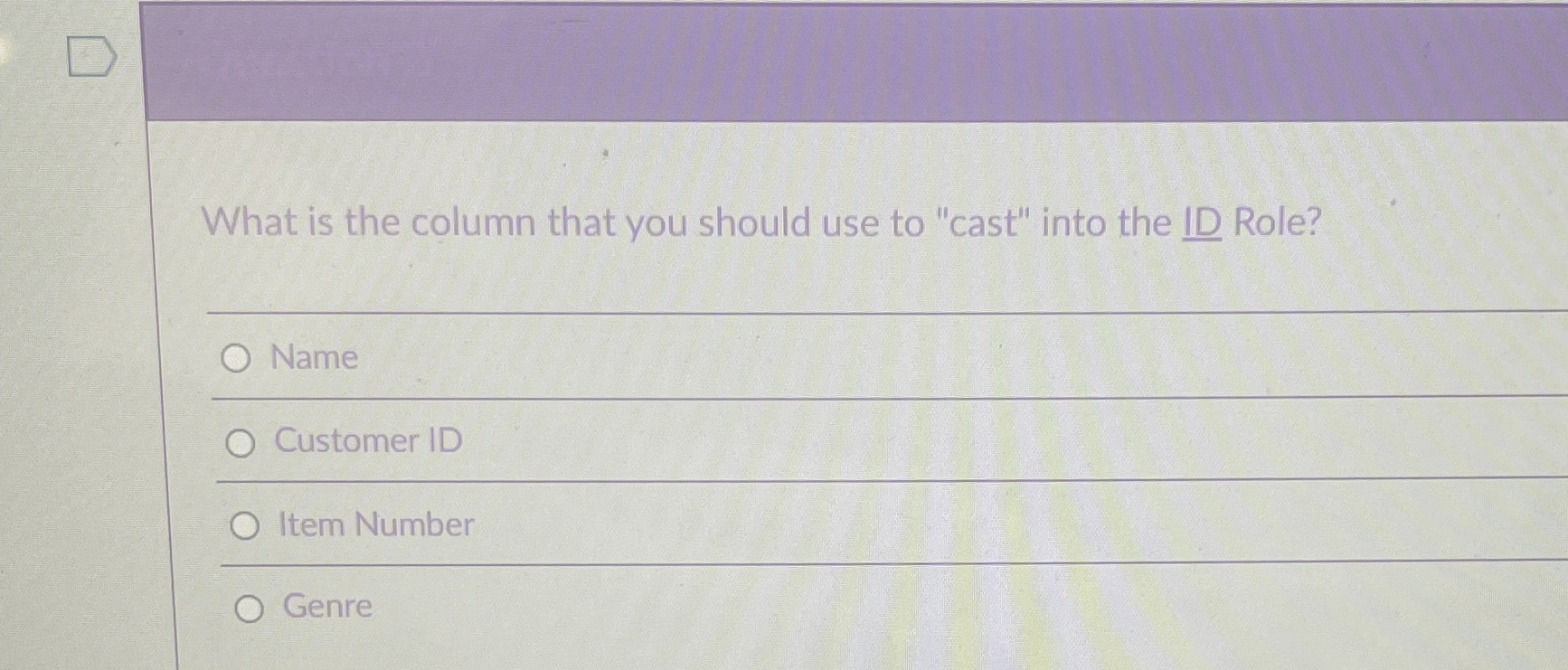 What is the column that you should use to "cast"