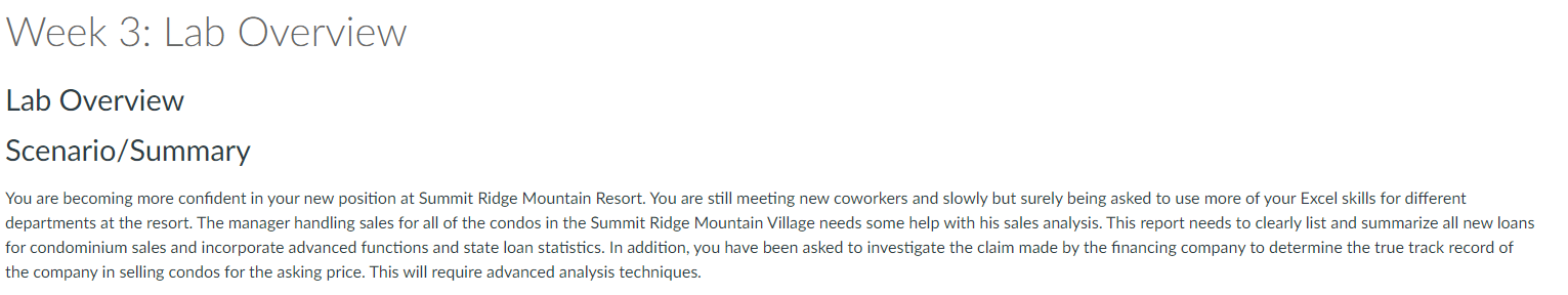 Complete Lab 3 : Summit Ridge Mountain Resort: