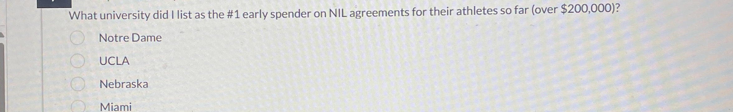 What university did I list as the # 1 early