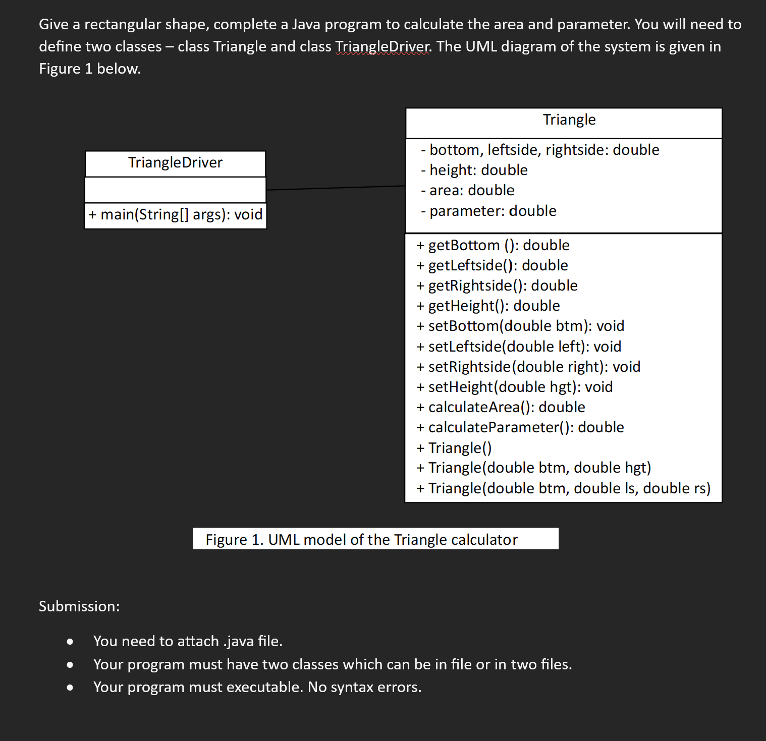 Figure 1 . UML model of the Triangle calculator