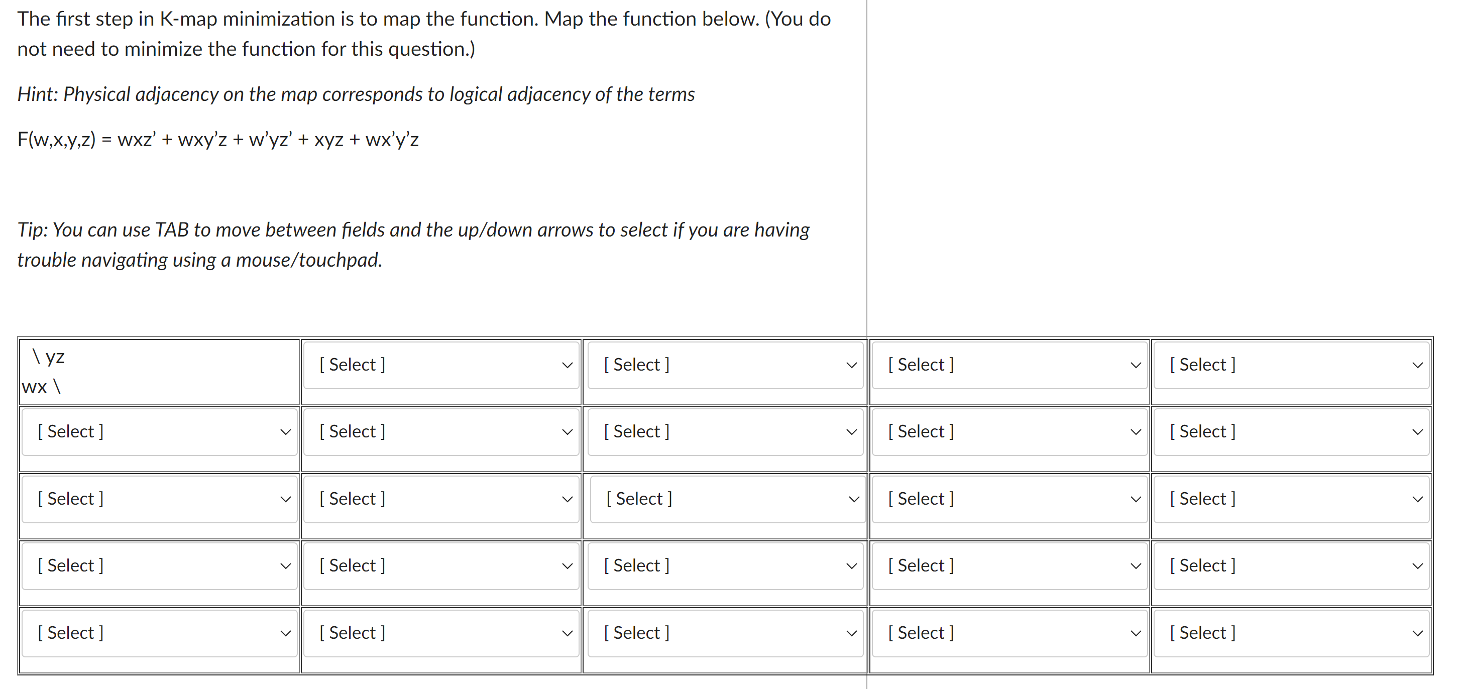 Need help with K - map!