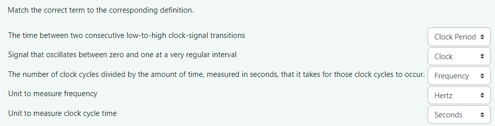 Match the correct term to the corresponding