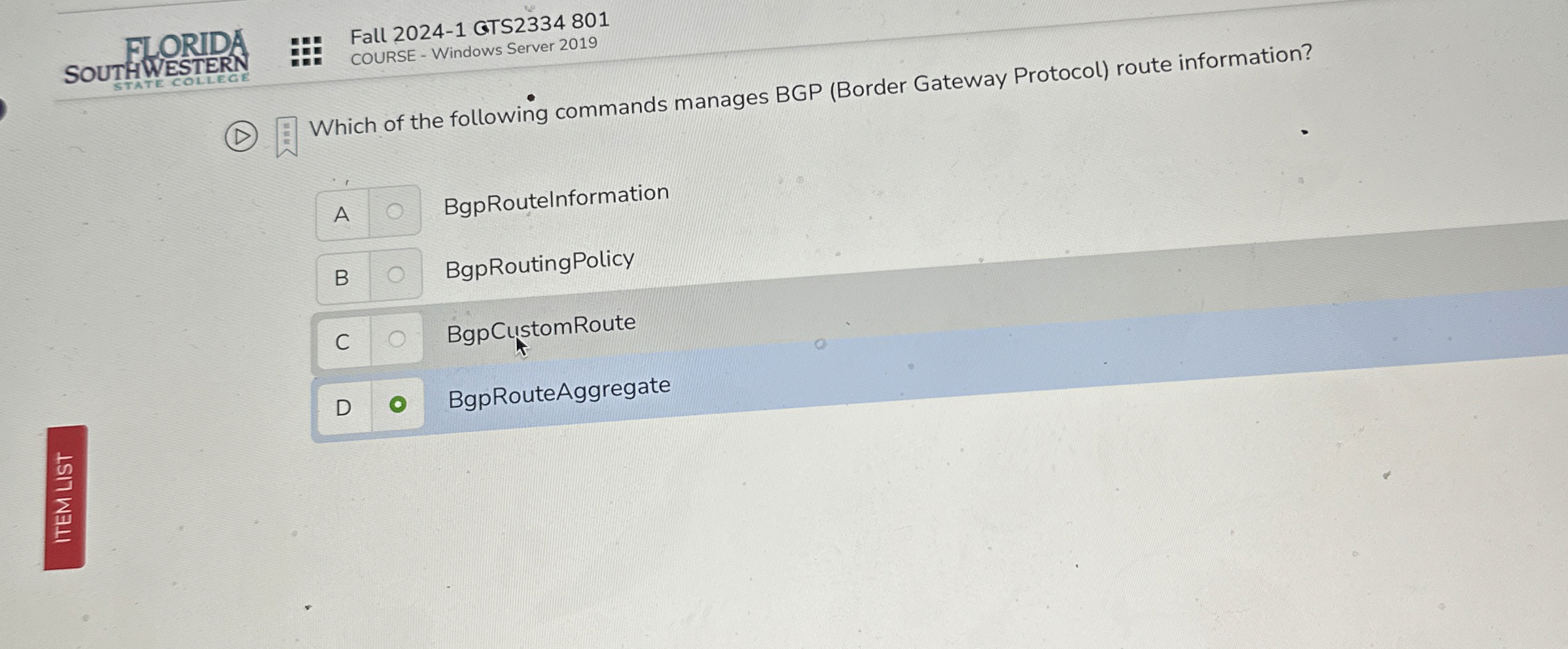 Which of the following commands manages BGP (