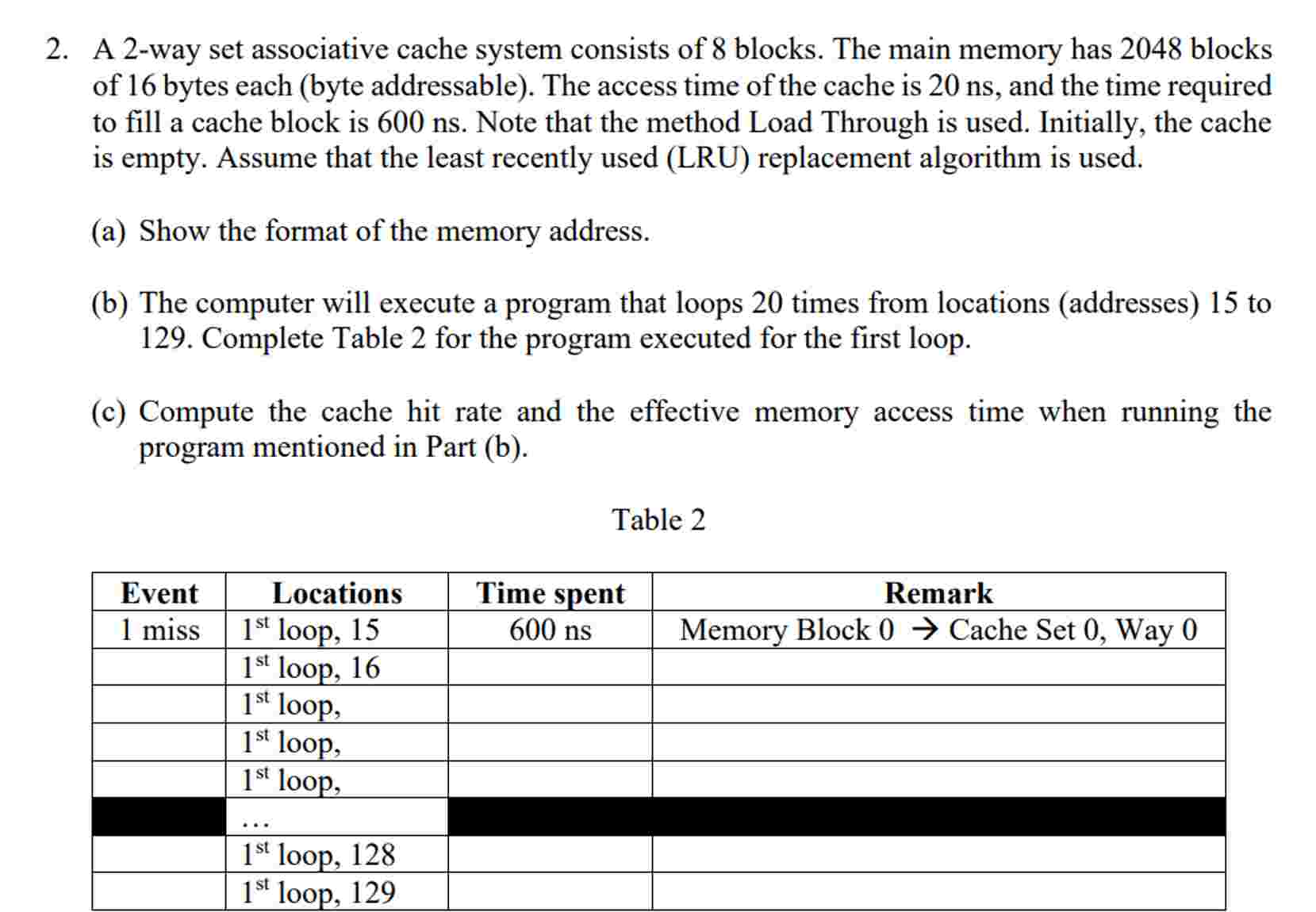 2 . A 2 - way set associative cache system