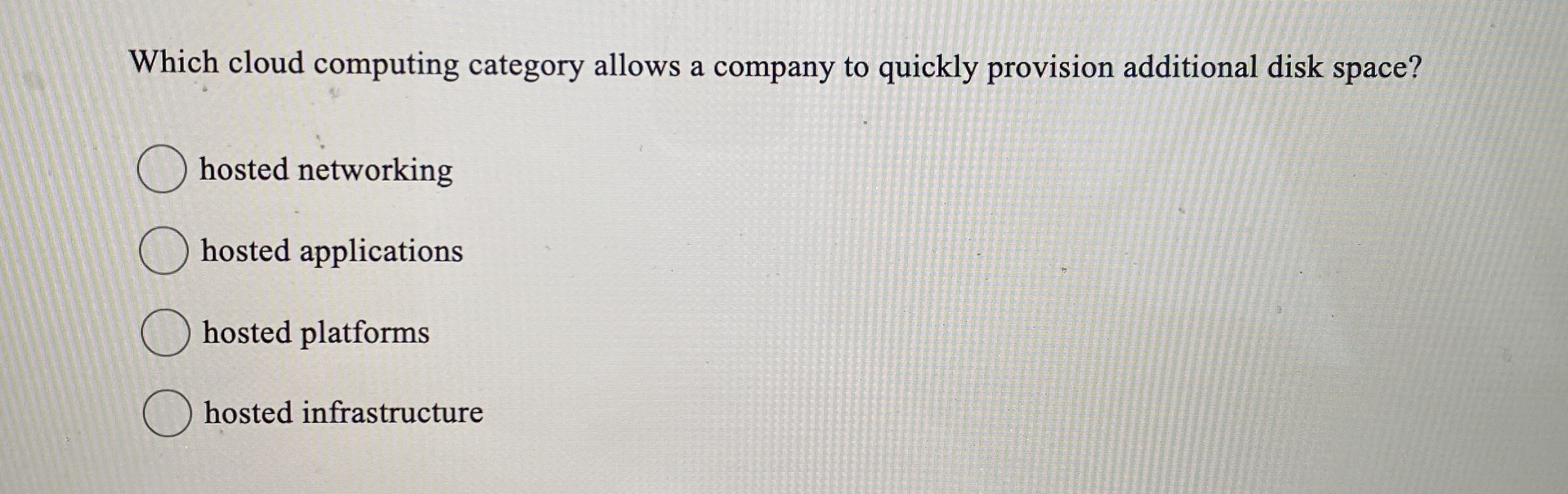 Which cloud computing category allows a company