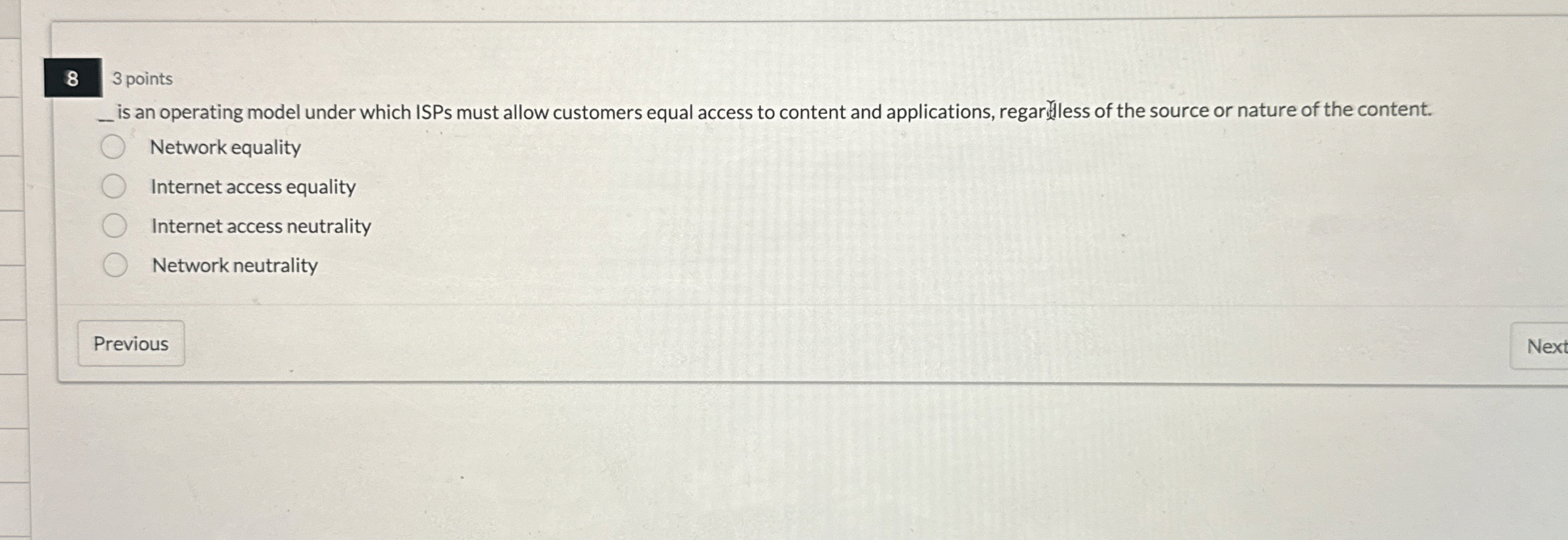 8 3 points is an operating model under which ISPs