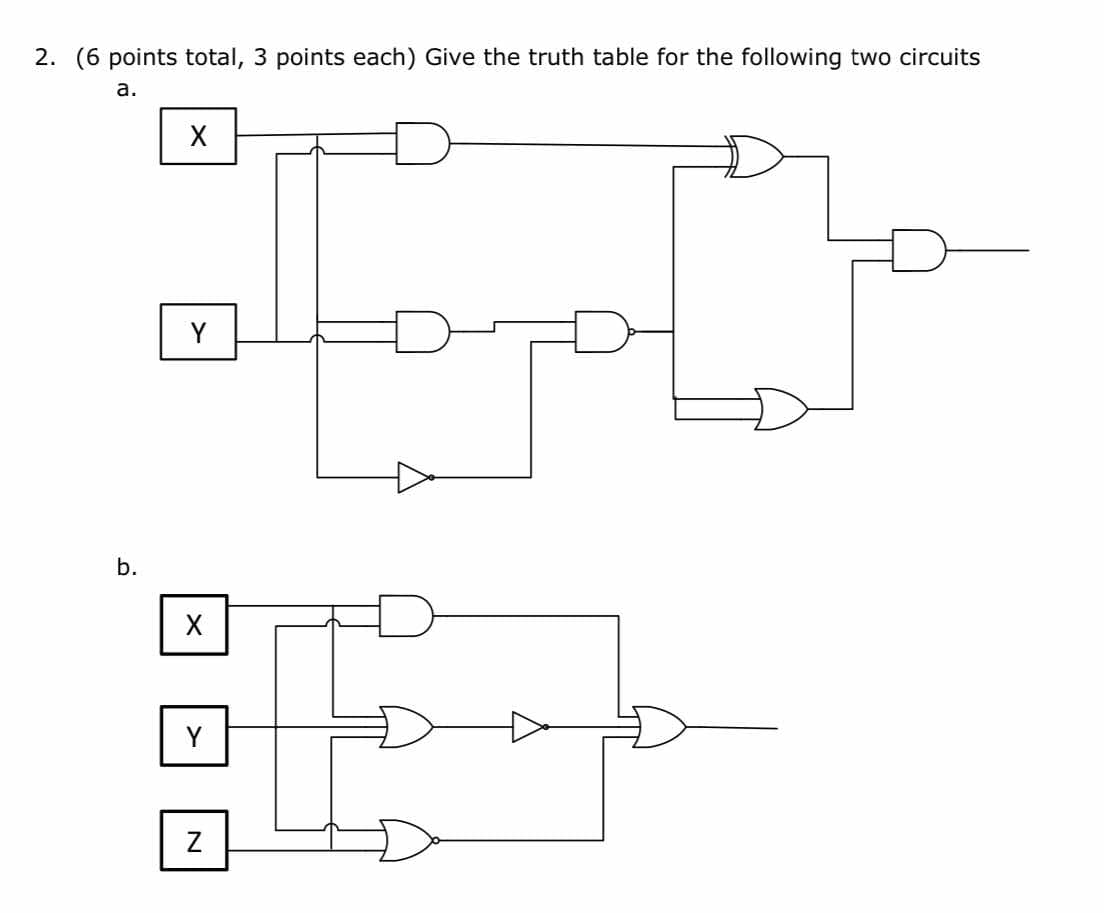 2 . ( 6 points total, 3 points each ) Give the