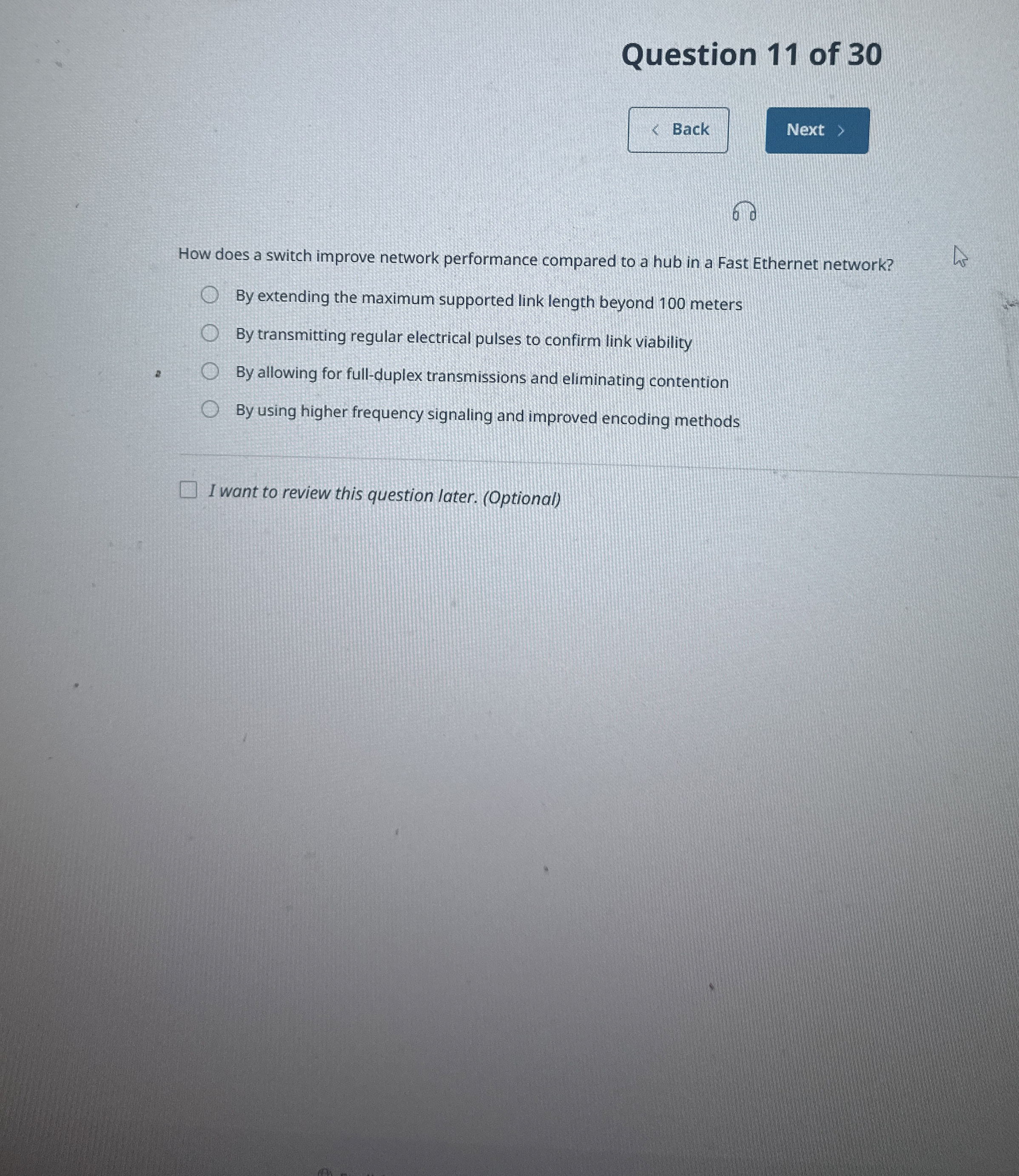Question 1 1 of 3 0 Back 6 How does a switch