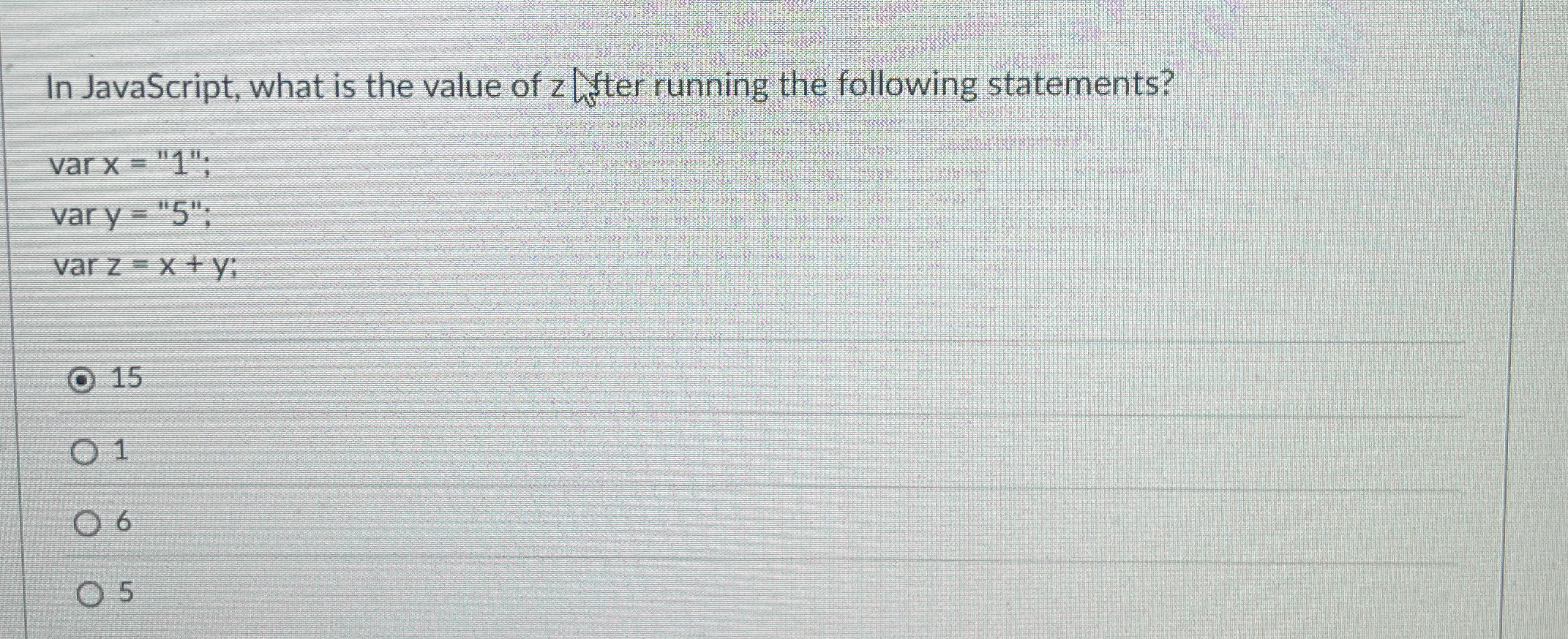 In JavaScript, what is the value of z Ster