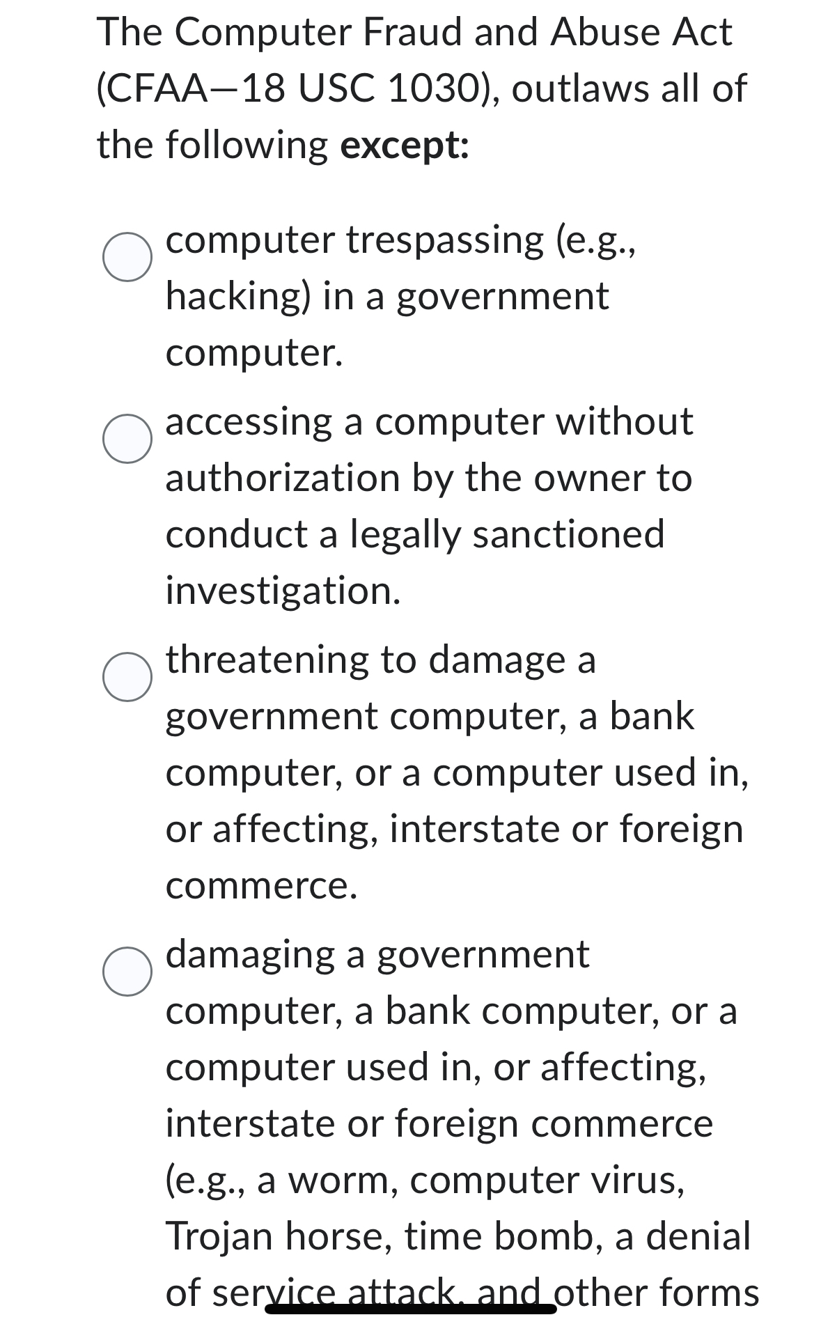 The Computer Fraud and Abuse Act ( CFAA - 1 8 USC