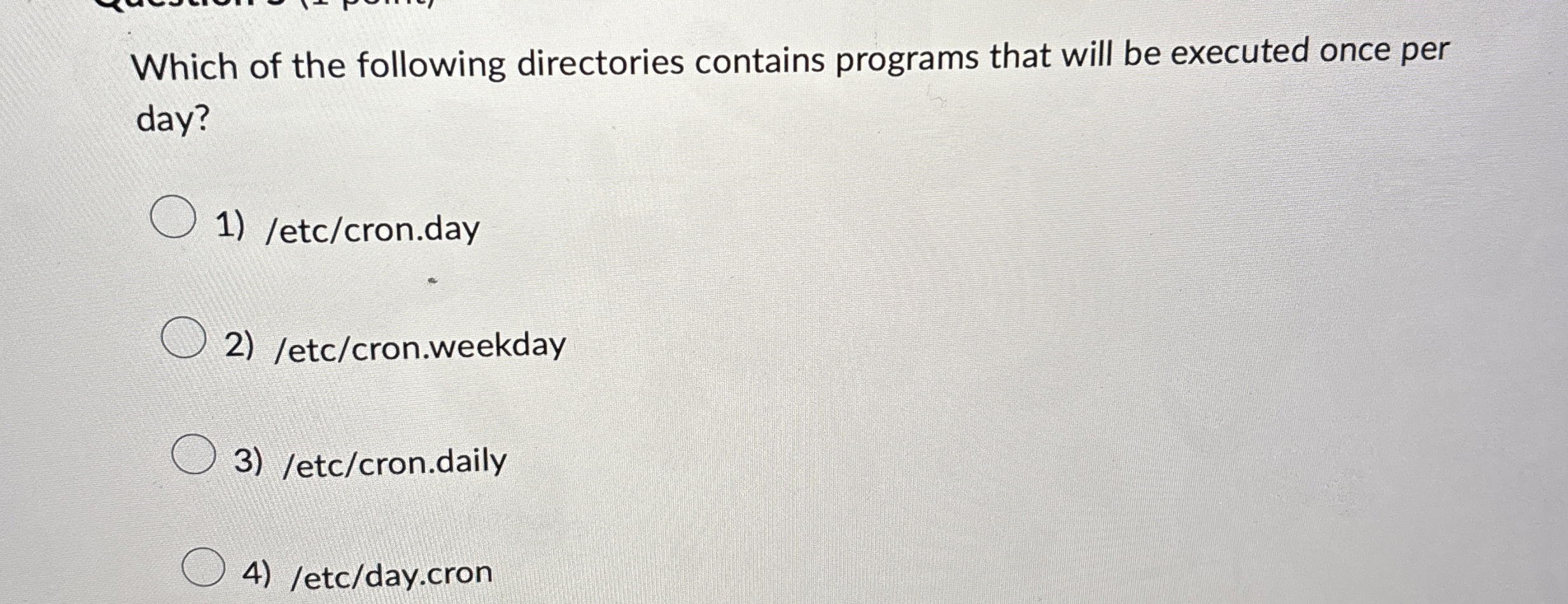 Which of the following directories contains