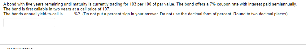Please show work in excel A bond with five years