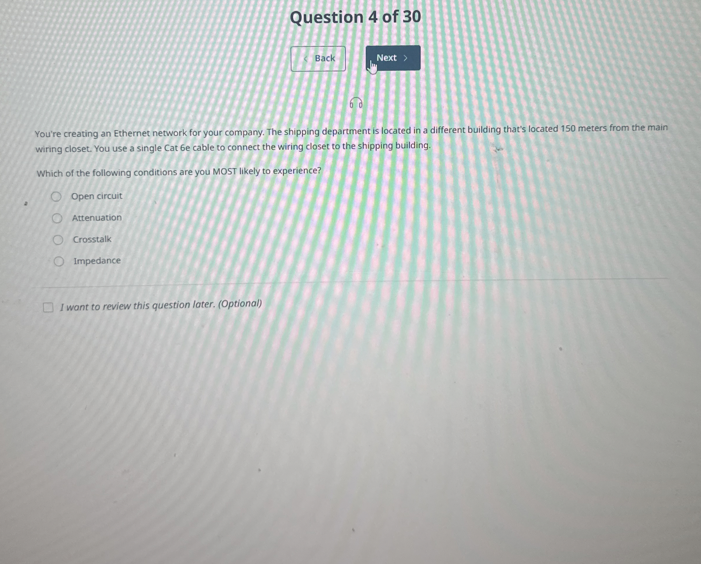 Question 4 of 3 0 Back Next You're creating an