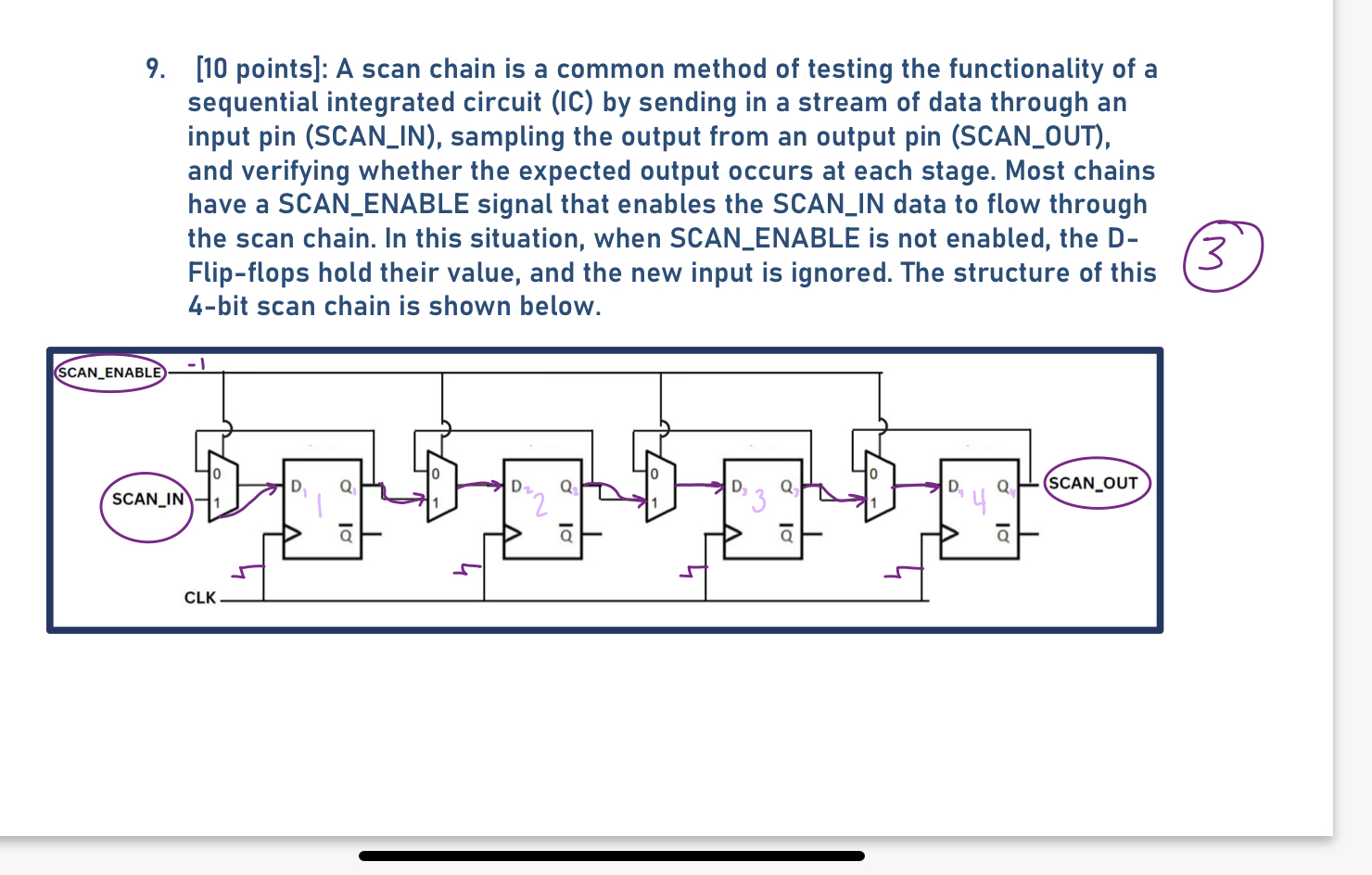[ 1 0 points ] : A scan chain is a common method