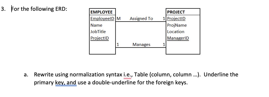 a . Rewrite using normalization syntax i . e . ,