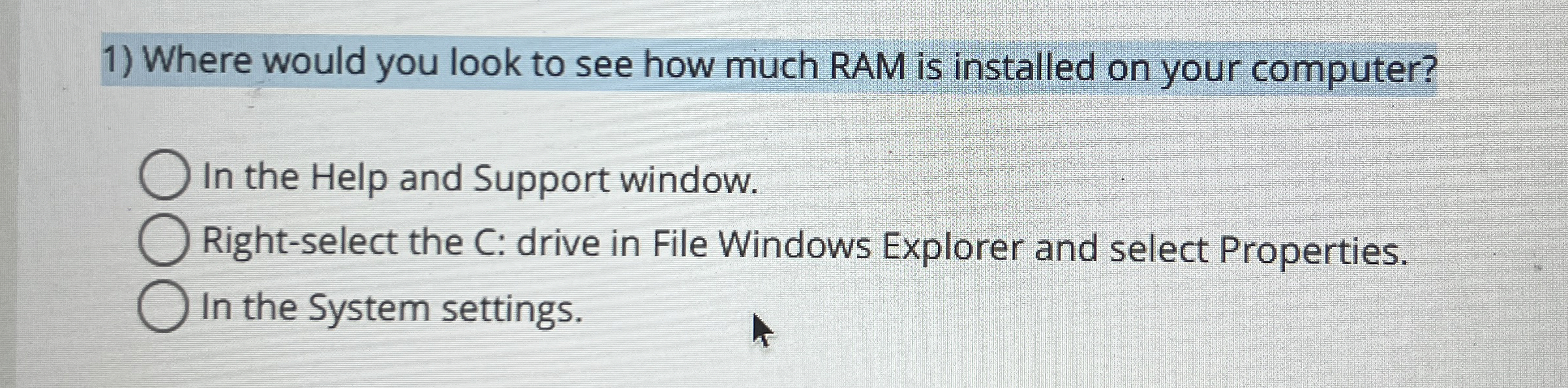 Where would you look to see how much RAM is
