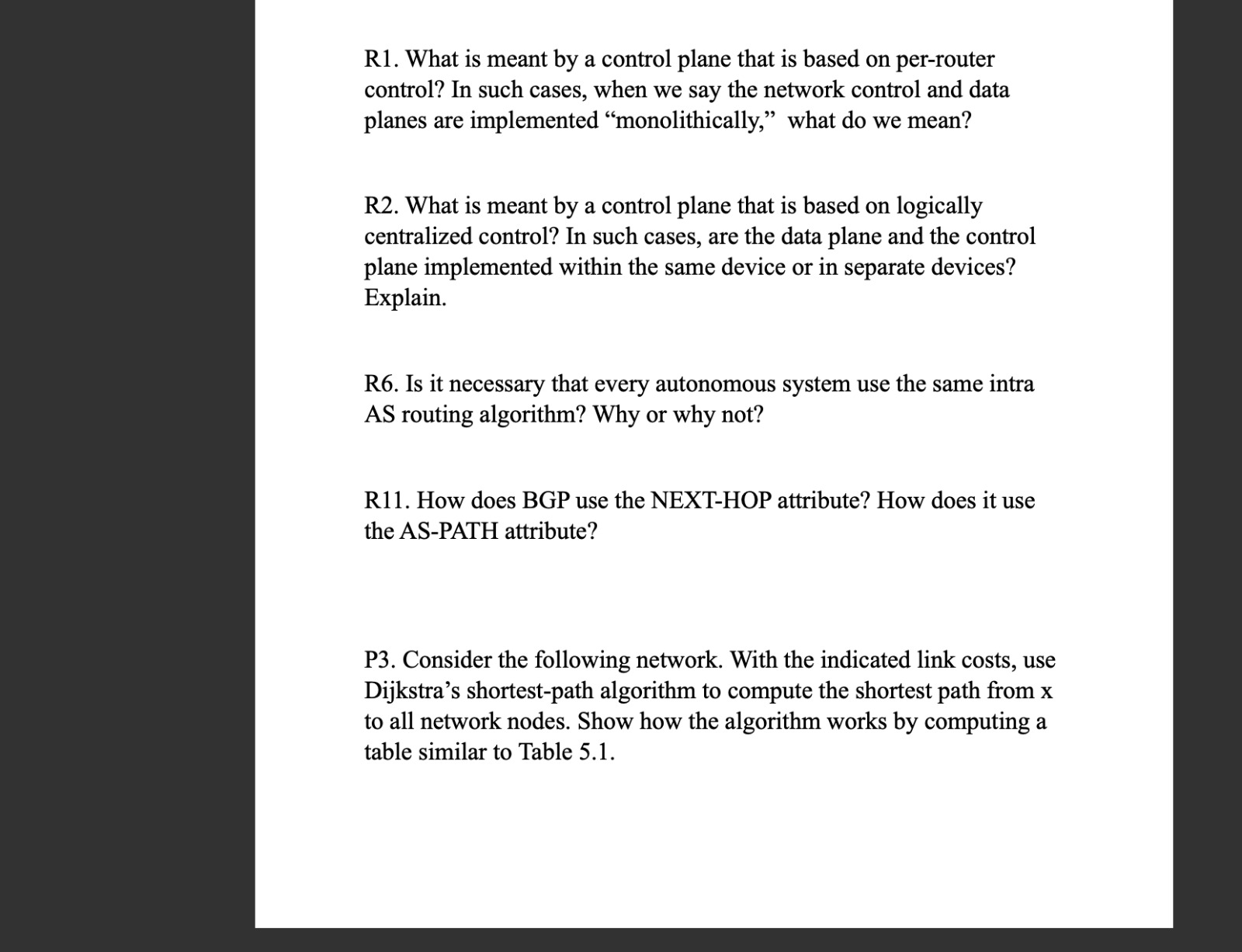 R 1 . What is meant by a control plane that is