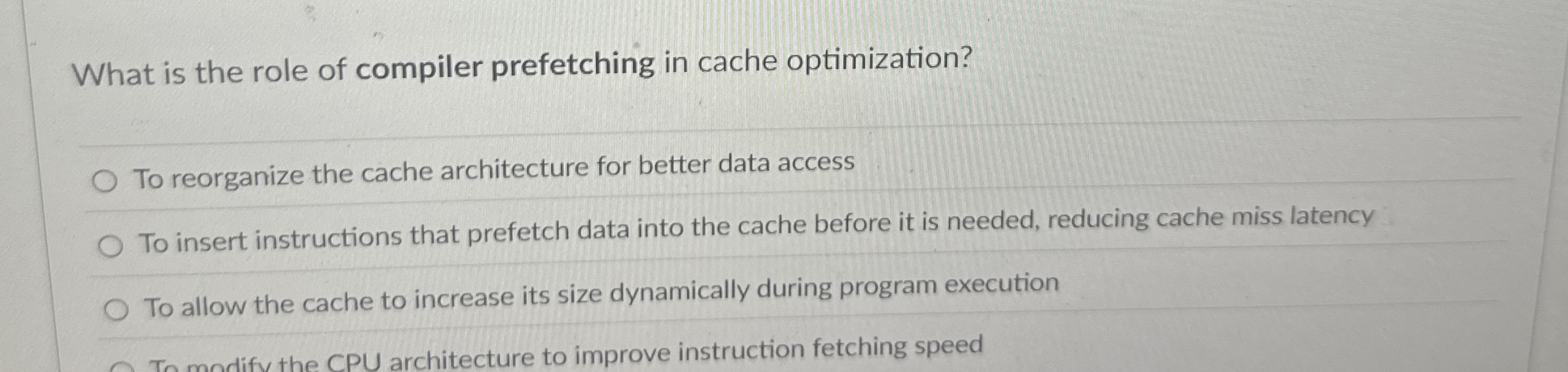 What is the role of compiler prefetching in cache
