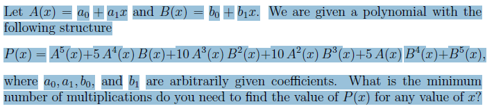 Computer Science Algorithms Question: Let A ( x )