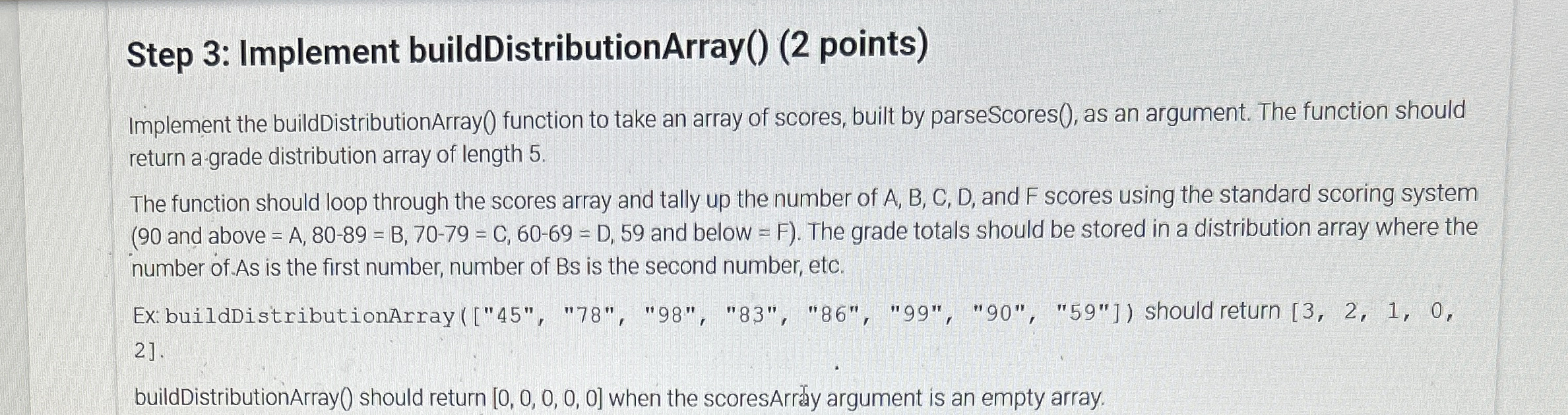 Step 3 : Implement buildDistributionArray ( ) ( 2