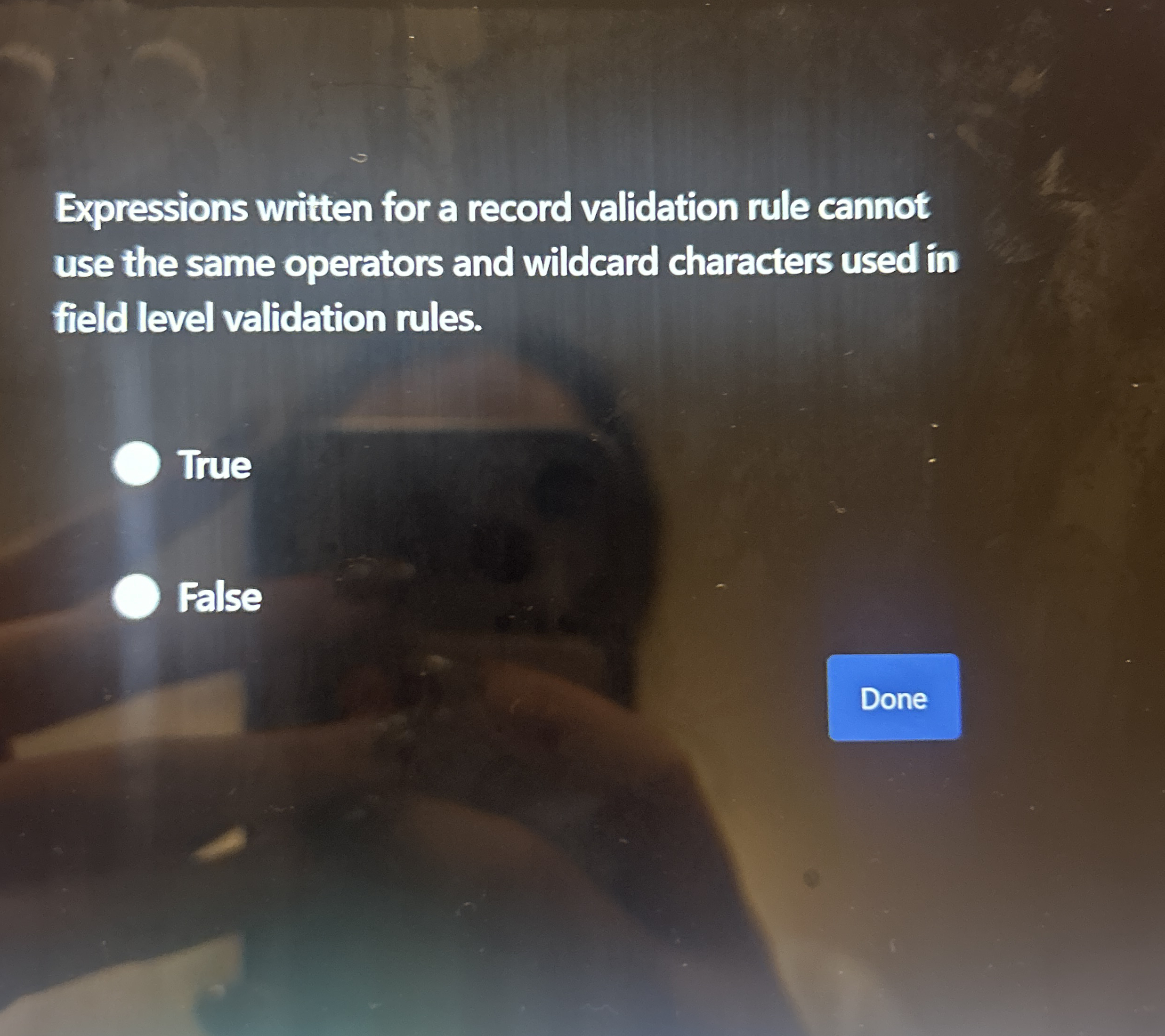 Expressions written for a record validation rule