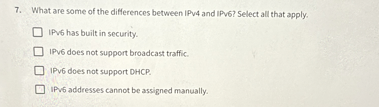 What are some of the differences between IPv 4