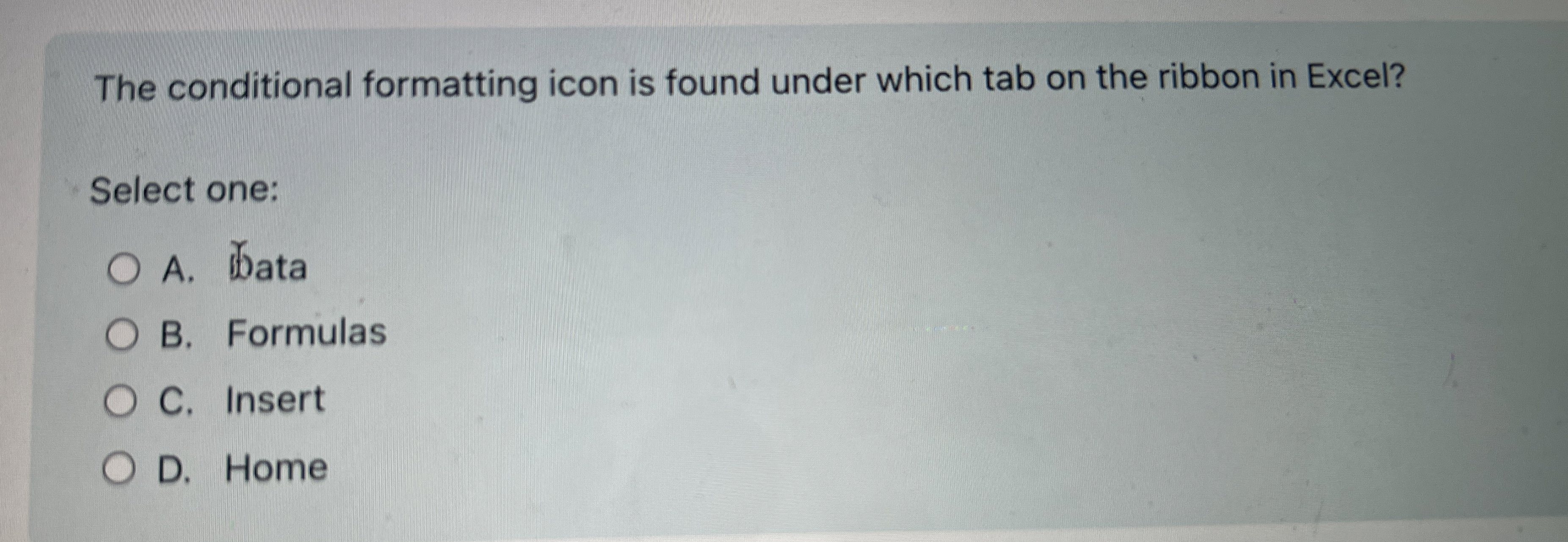 The conditional formatting icon is found under