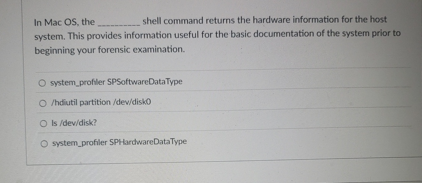 In Mac OS , the q , shell command returns the