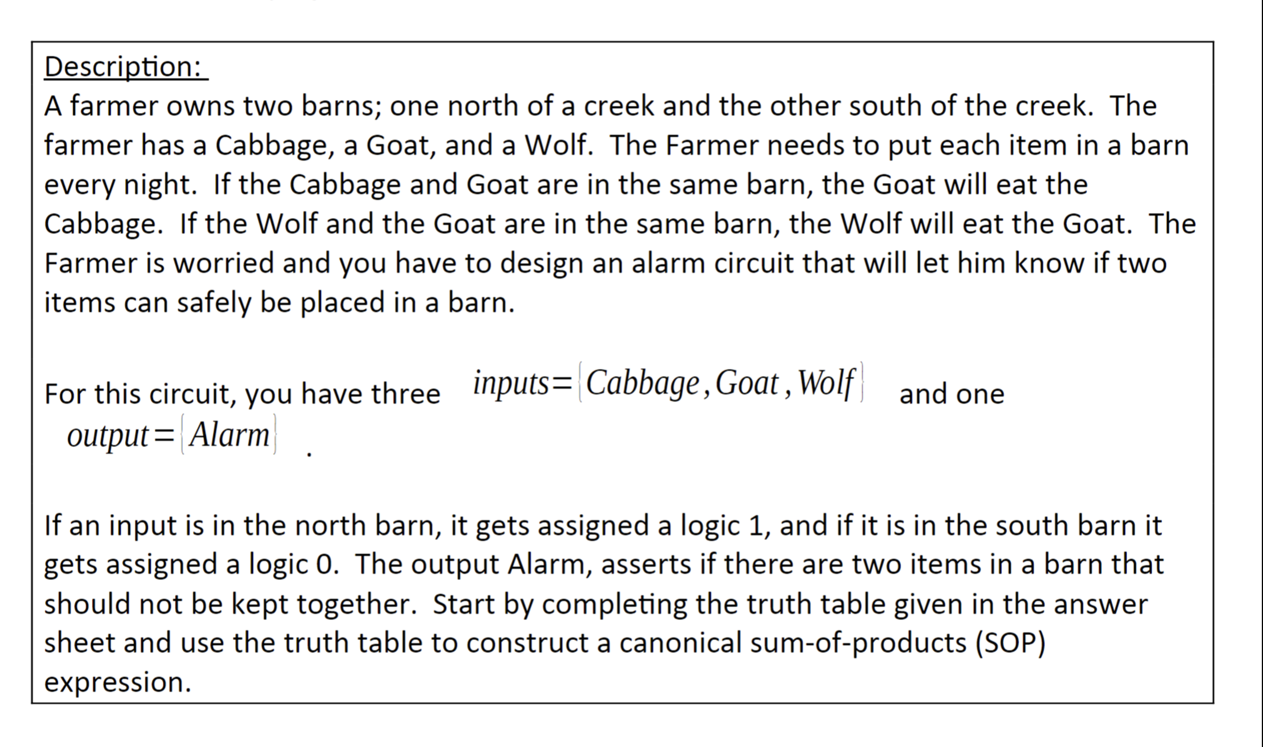 Derive the truth table, logic expression, and