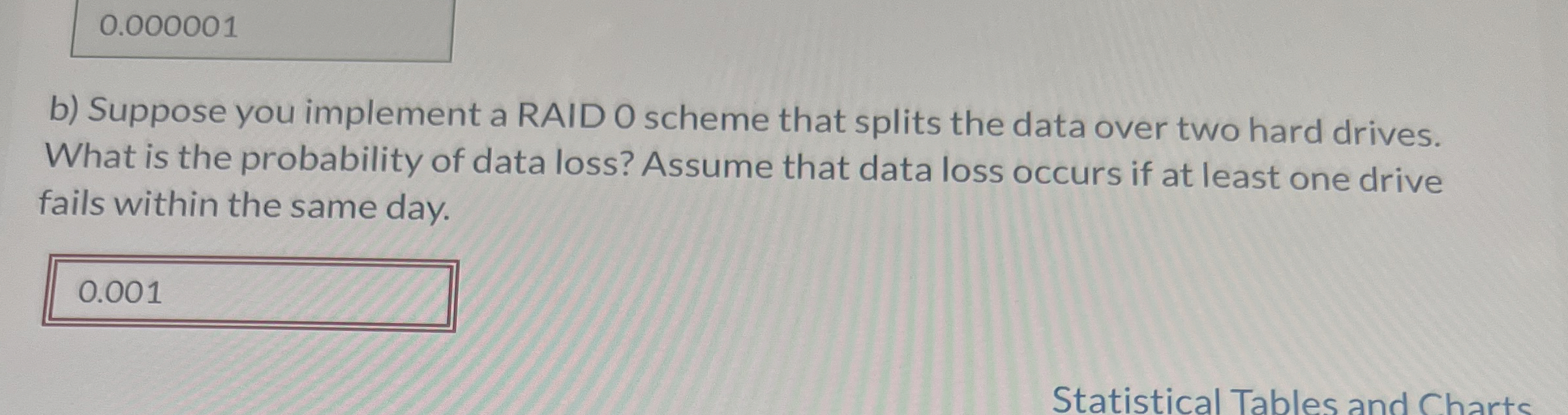 0 . 0 0 0 0 0 1 b ) Suppose you implement a RAID