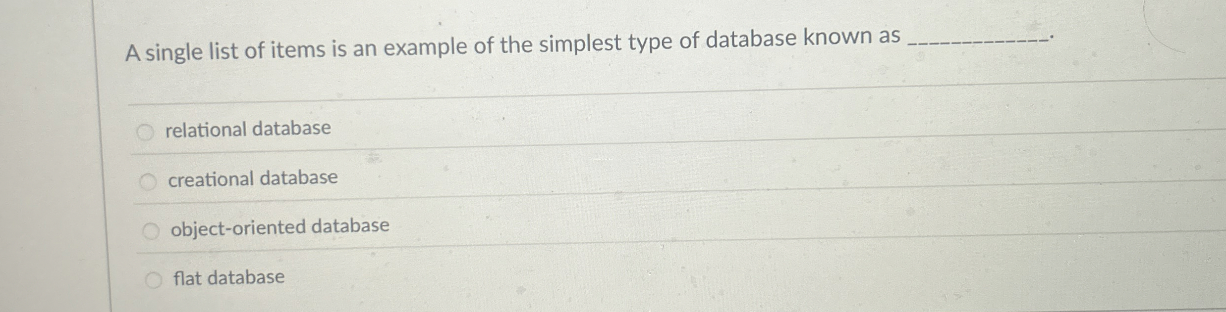 A single list of items is an example of the