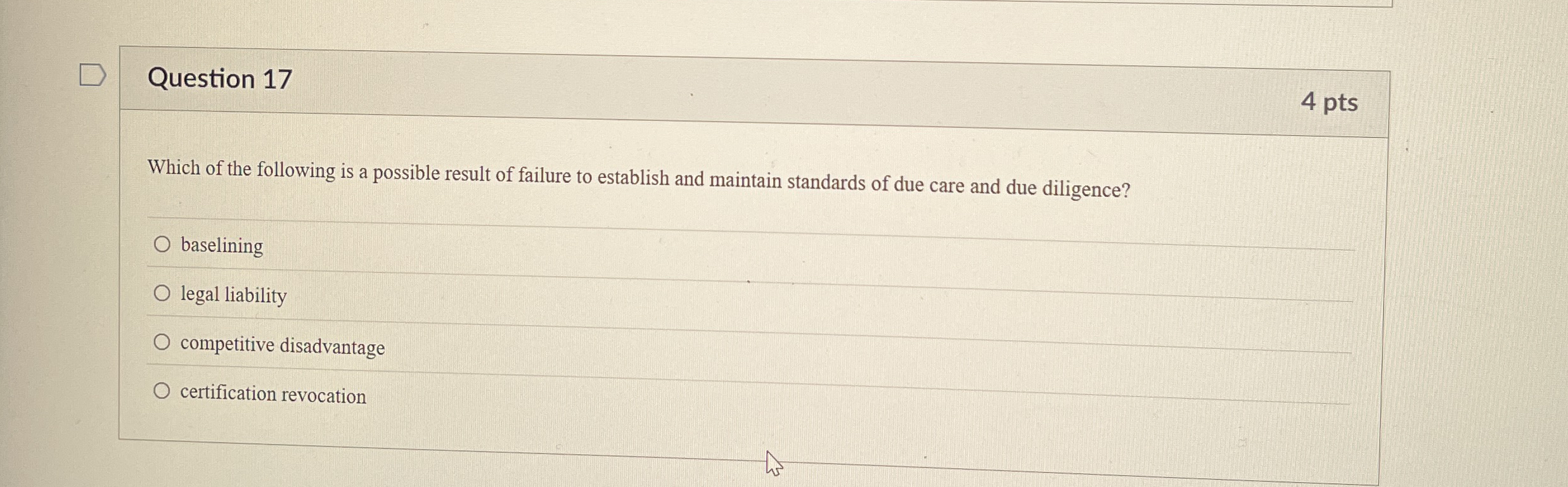 Question 1 7 4 pts Which of the following is a