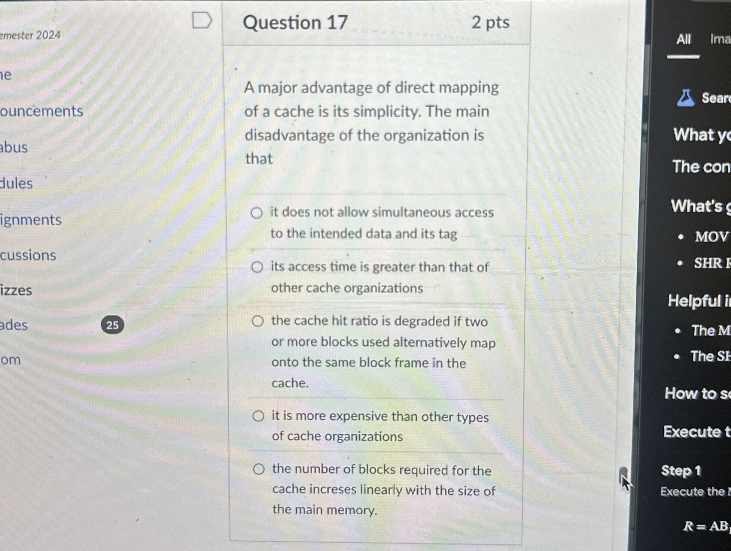 Question 1 7 2 pts ouncements bus dules ignments