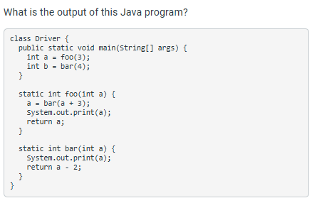 What is the output of this Java program? ` ` `