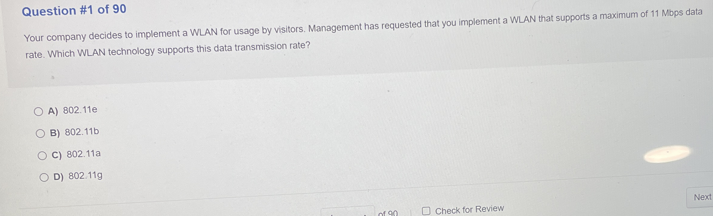 Your company decides to implement a WLAN for