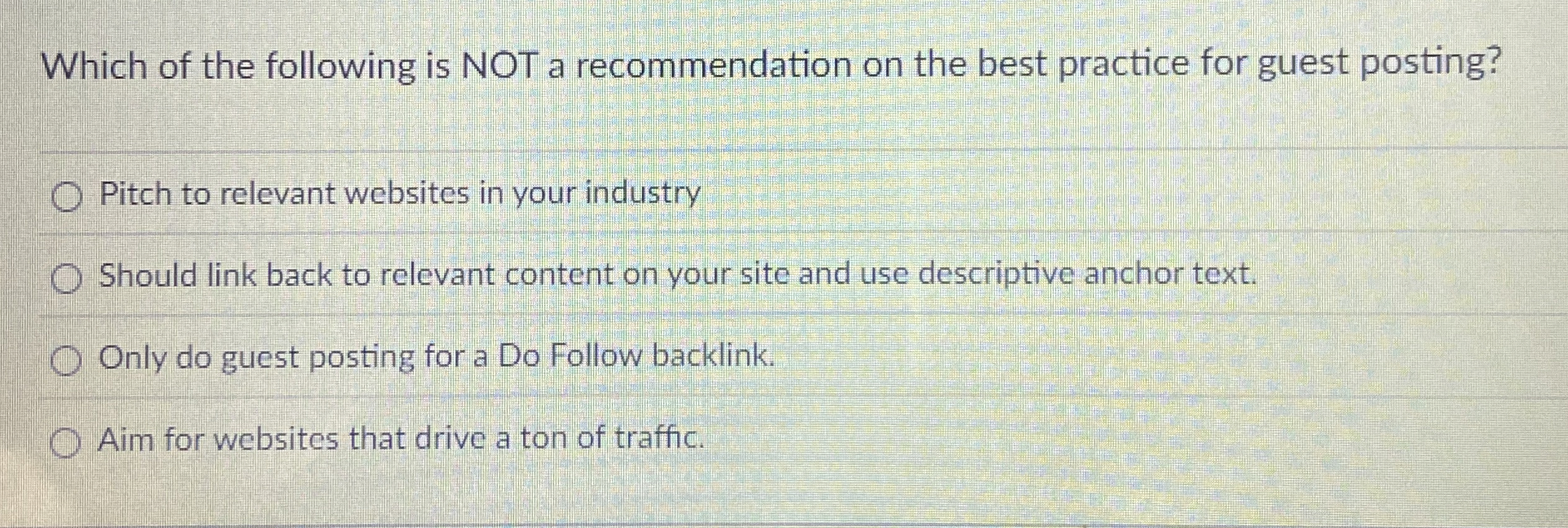 Which of the following is NOT a recommendation on