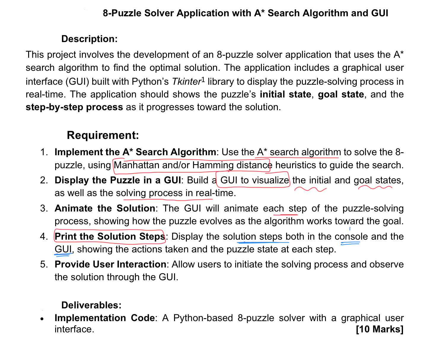 8 - Puzzle Solver Application with A * Search