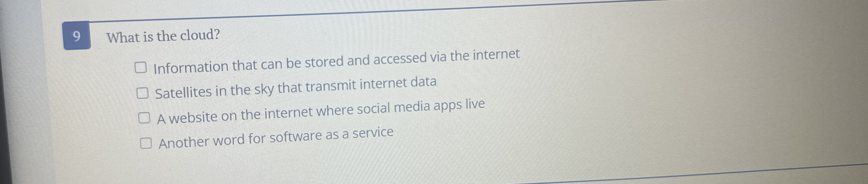 What is the cloud? Information that can be stored